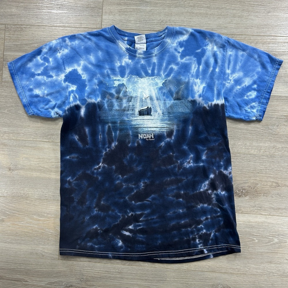 Noah The Musical Men's Large Blue Tie Dye T-Shirt Religious Jesus Tee‎